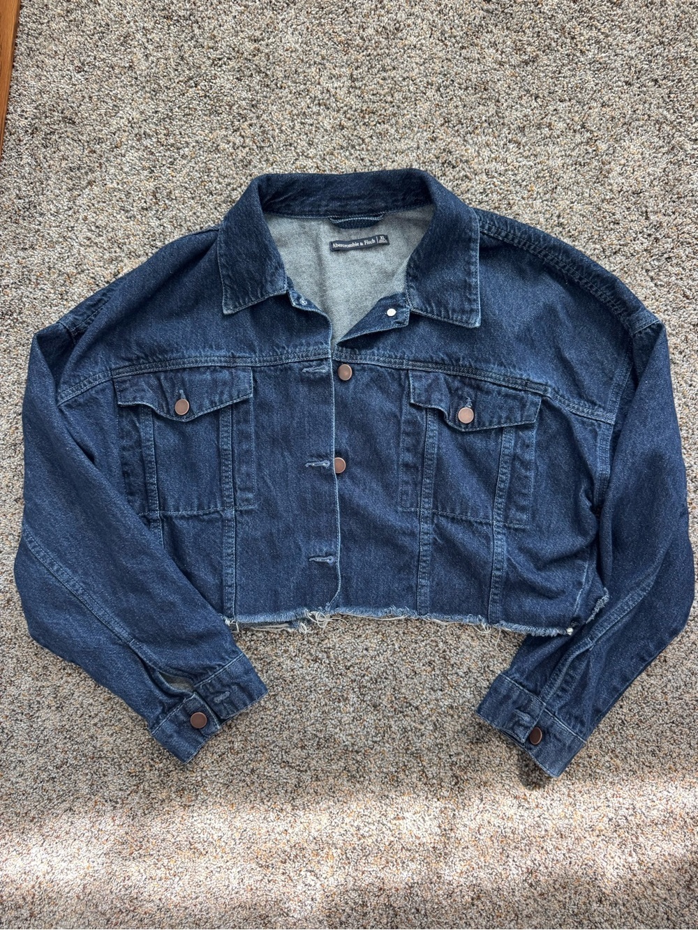 Abercrombie & Fitch Dark Blue Cropped Denim Jacket
